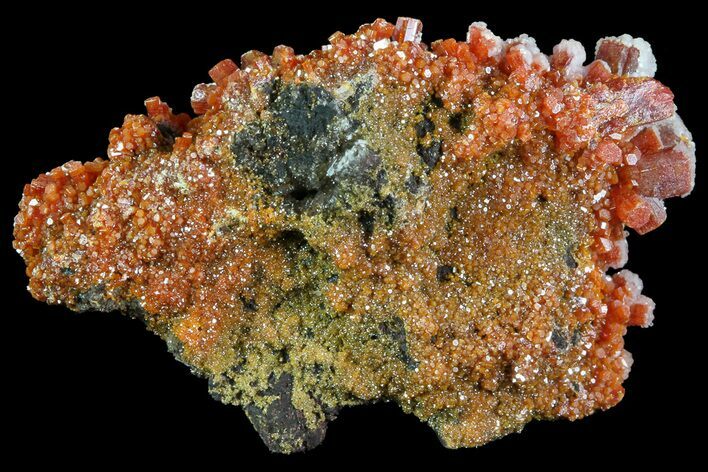 Vibrant Red Vanadinite Crystals with Calcite - Arizona #69208